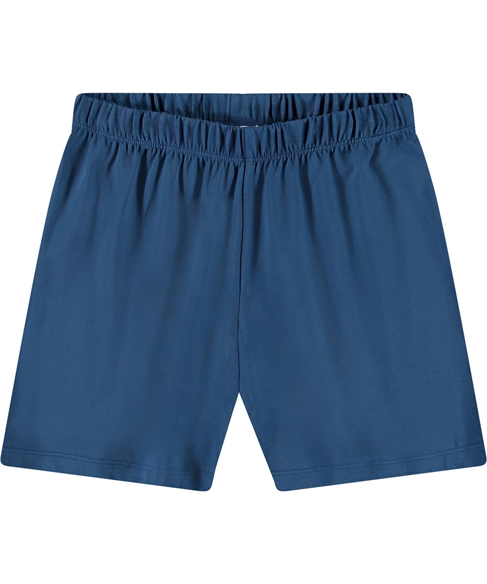 Luvis - Best Blue - Blaue Pyjamas mit kurzen Ärmeln und Beinen aus dehnbarem Öko-Baumwolle.