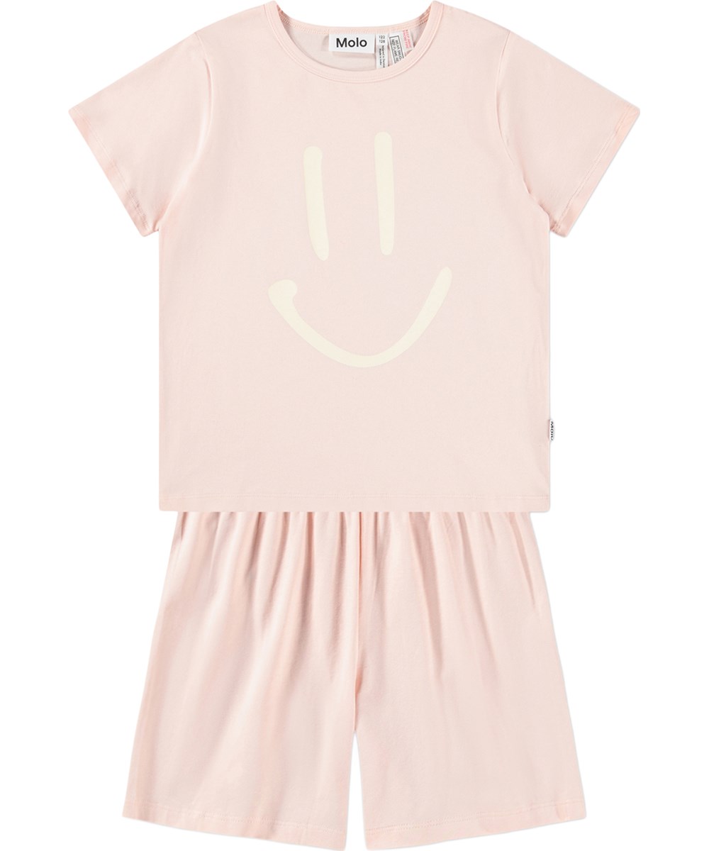 Luvis - Cloud Pink - Rosa zweiteiliger Schlafanzug für Kinder aus Bio-Baumwolle mit Aufdruck