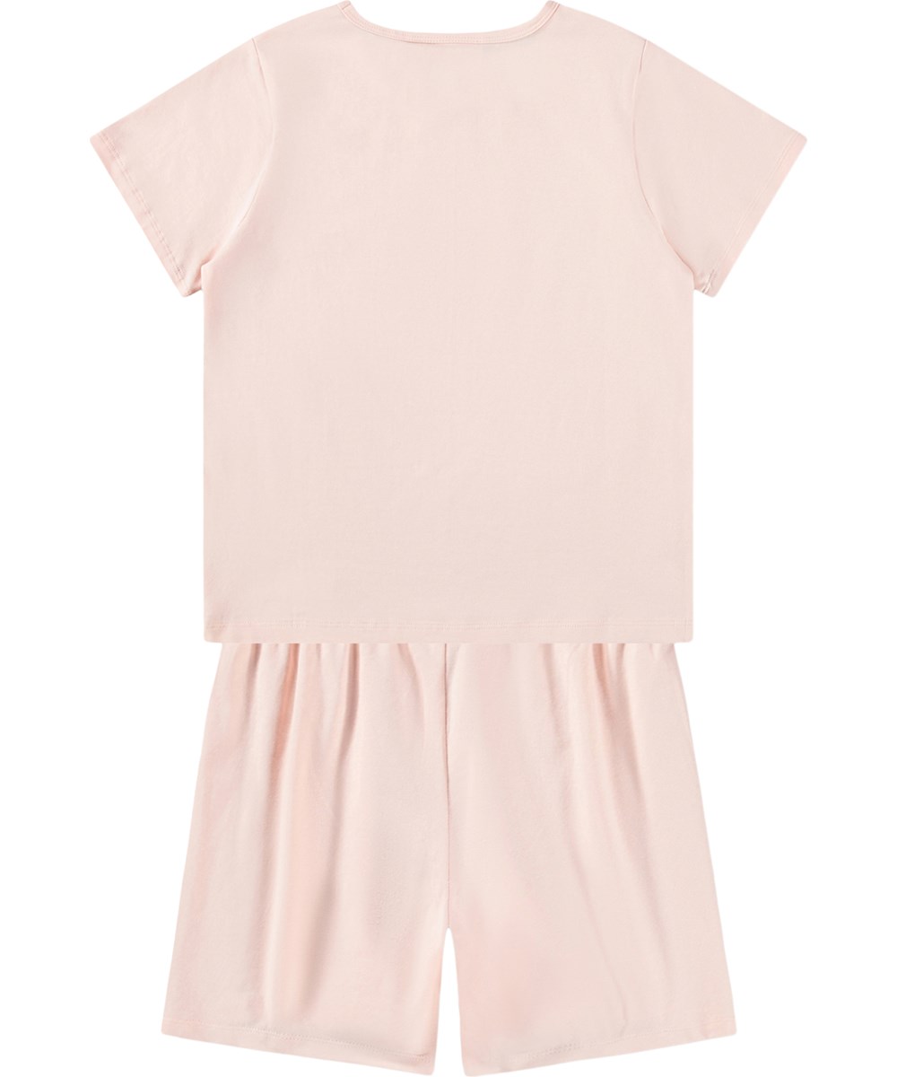 Luvis - Cloud Pink - Rosa zweiteiliger Schlafanzug für Kinder aus Bio-Baumwolle mit Aufdruck