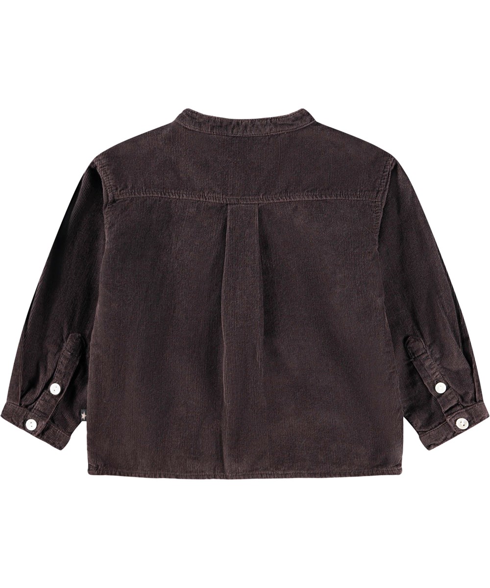 Enoz - Dark Cocoa - Dark brown velvet shirt for the little ones made of organic cotton.