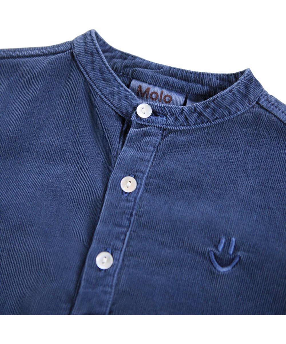 Enoz - Evening Sky - Dark blue velvet shirt for the little ones made of organic cotton.