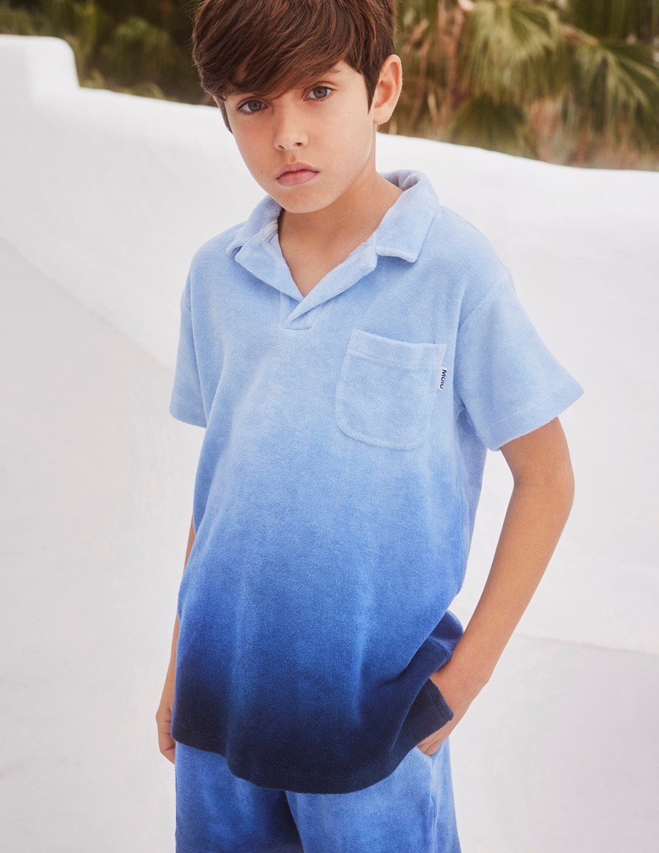 Abay - Reef Blue - Blue terry shorts in organic cotton in dip-dye effect