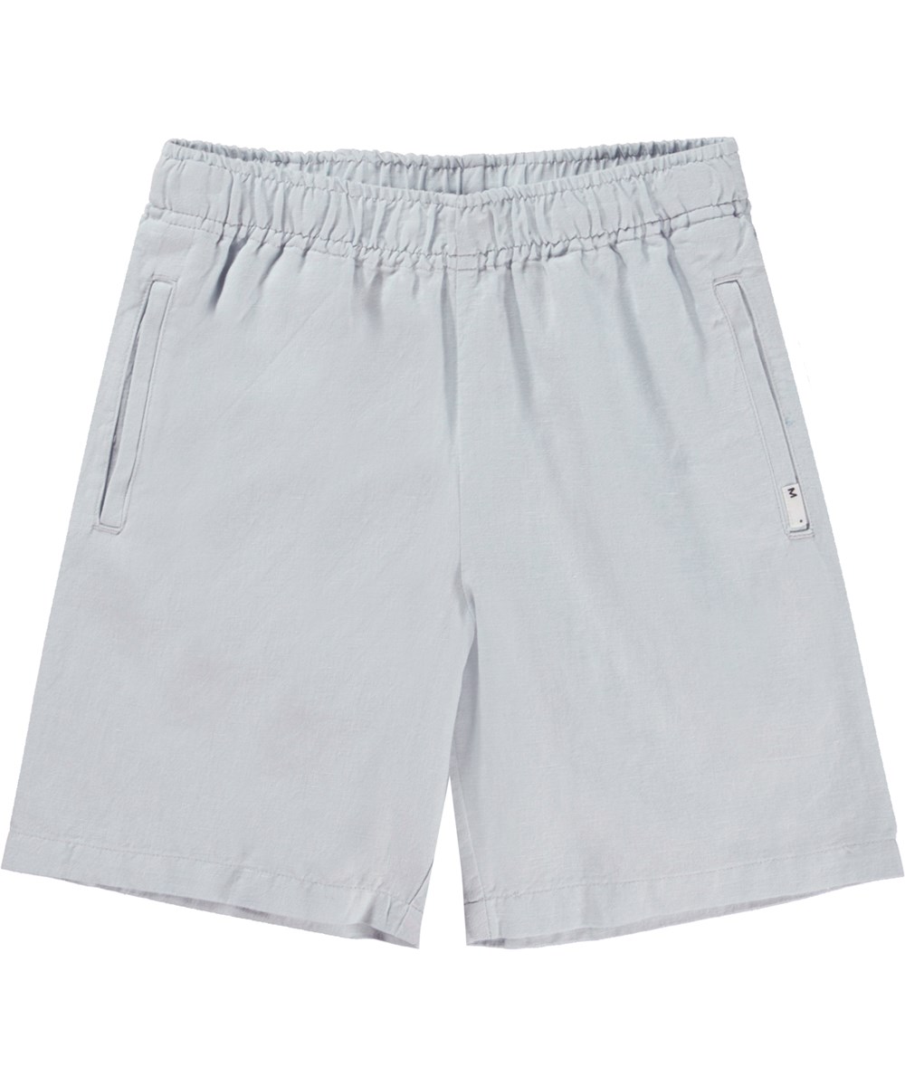 Adi - Iced Blue - Light blue unisex shorts in cotton and linen