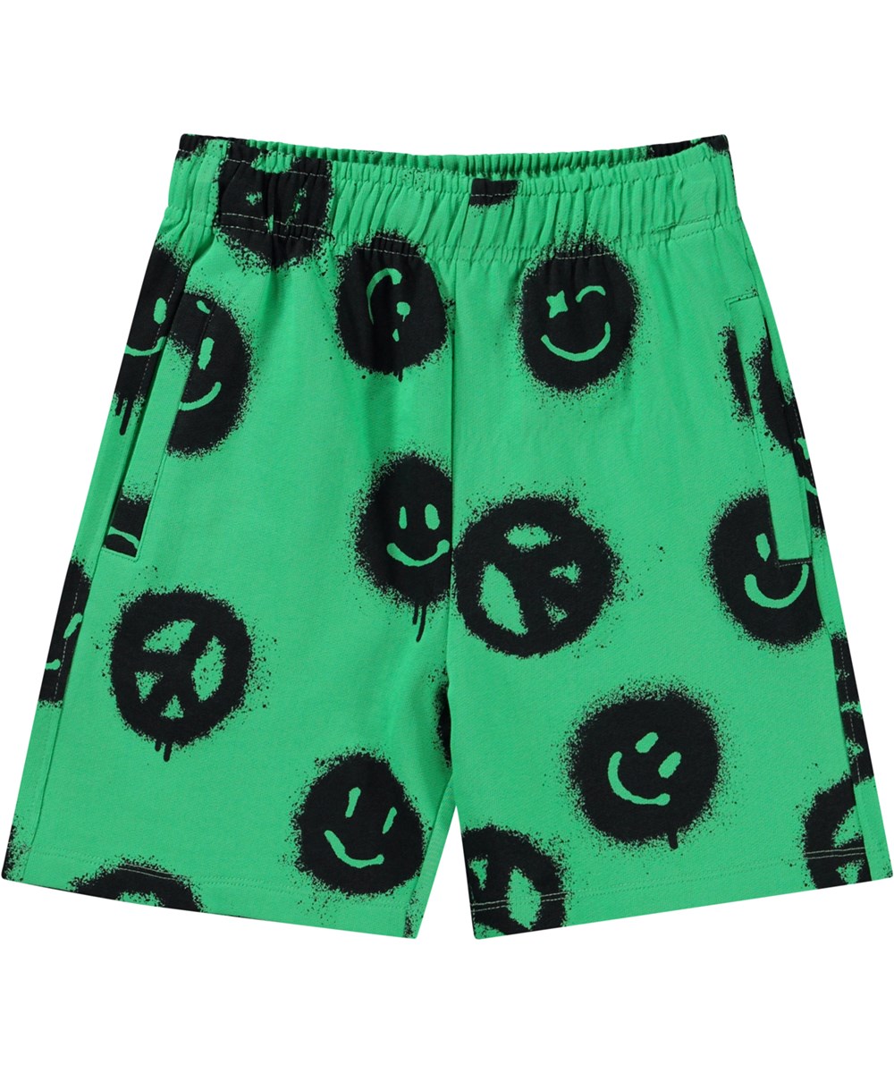 Adian - Fresh Peace - unisex shorts i grøn med peace tegn