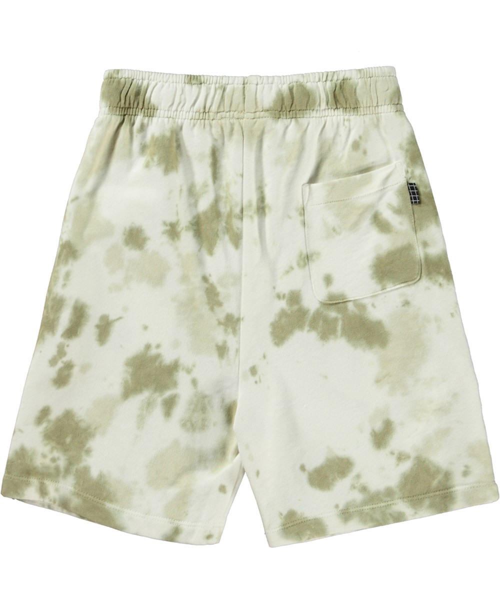 Adian - Multi Dye - Unisex shorts in green and beige tie-dye print