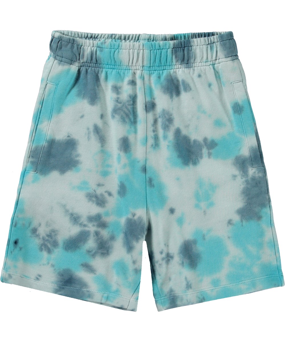 Adian - Water Tie Dye - unisex shorts med blåt tie-dye print