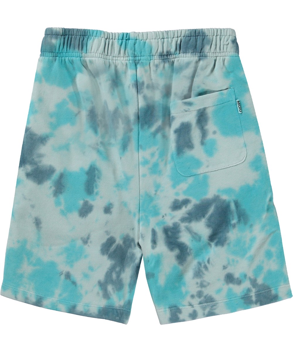 Adian - Water Tie Dye - unisex shorts med blåt tie-dye print