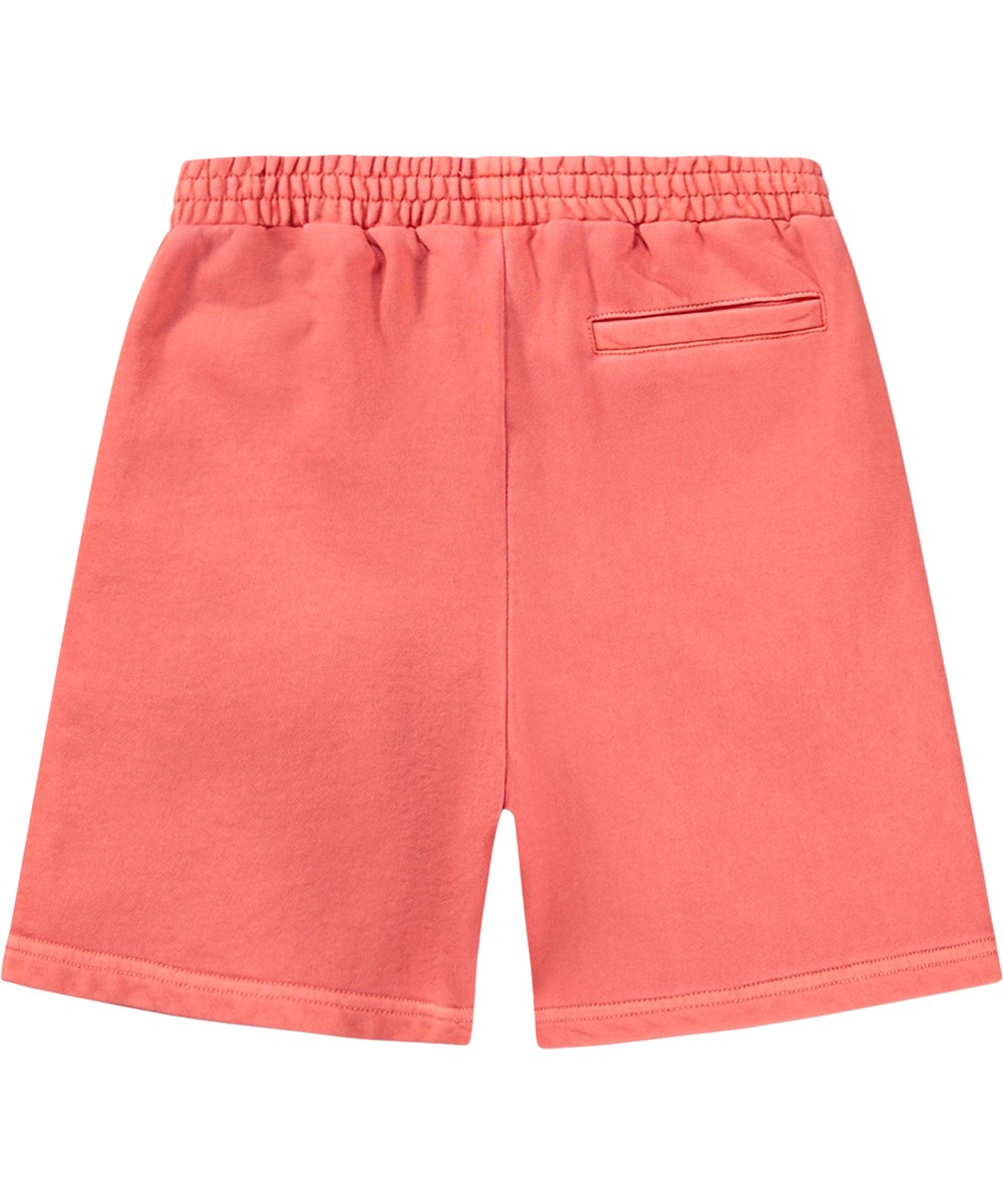 Ador - Red Ink - Pink shorts for children in organic cotton with embroidery detail.