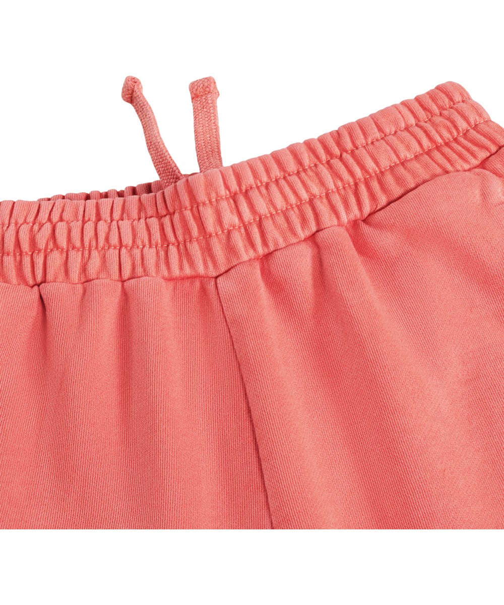 Ador - Red Ink - Pink shorts for children in organic cotton with embroidery detail.