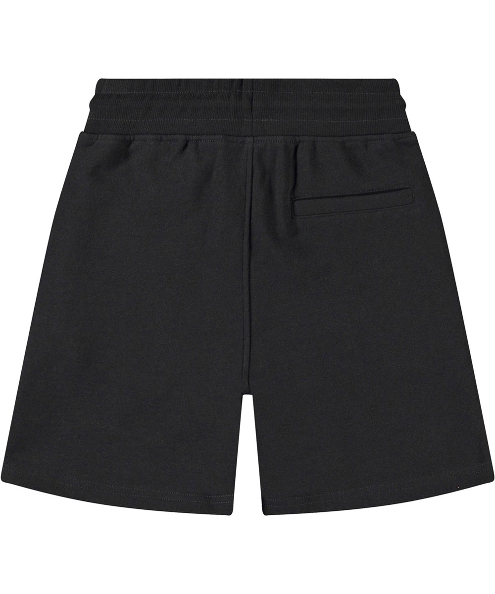 Alw - Black - Black shorts in organic cotton with a white smiling face for children.