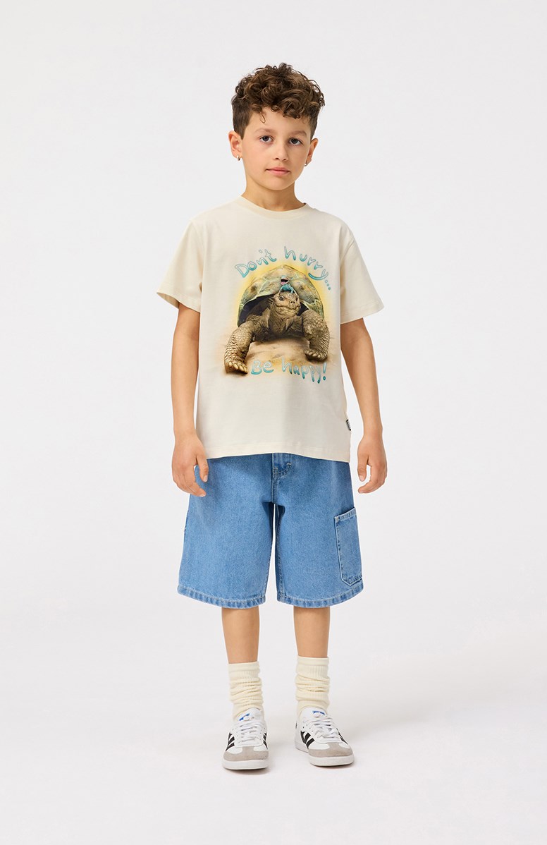 Archie - Indigo Light - Denim shorts for children in cotton with workwear details.