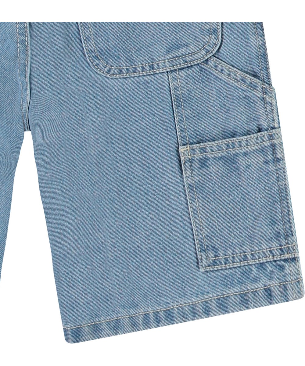 Archie - Indigo Light - Denim shorts for children in cotton with workwear details.
