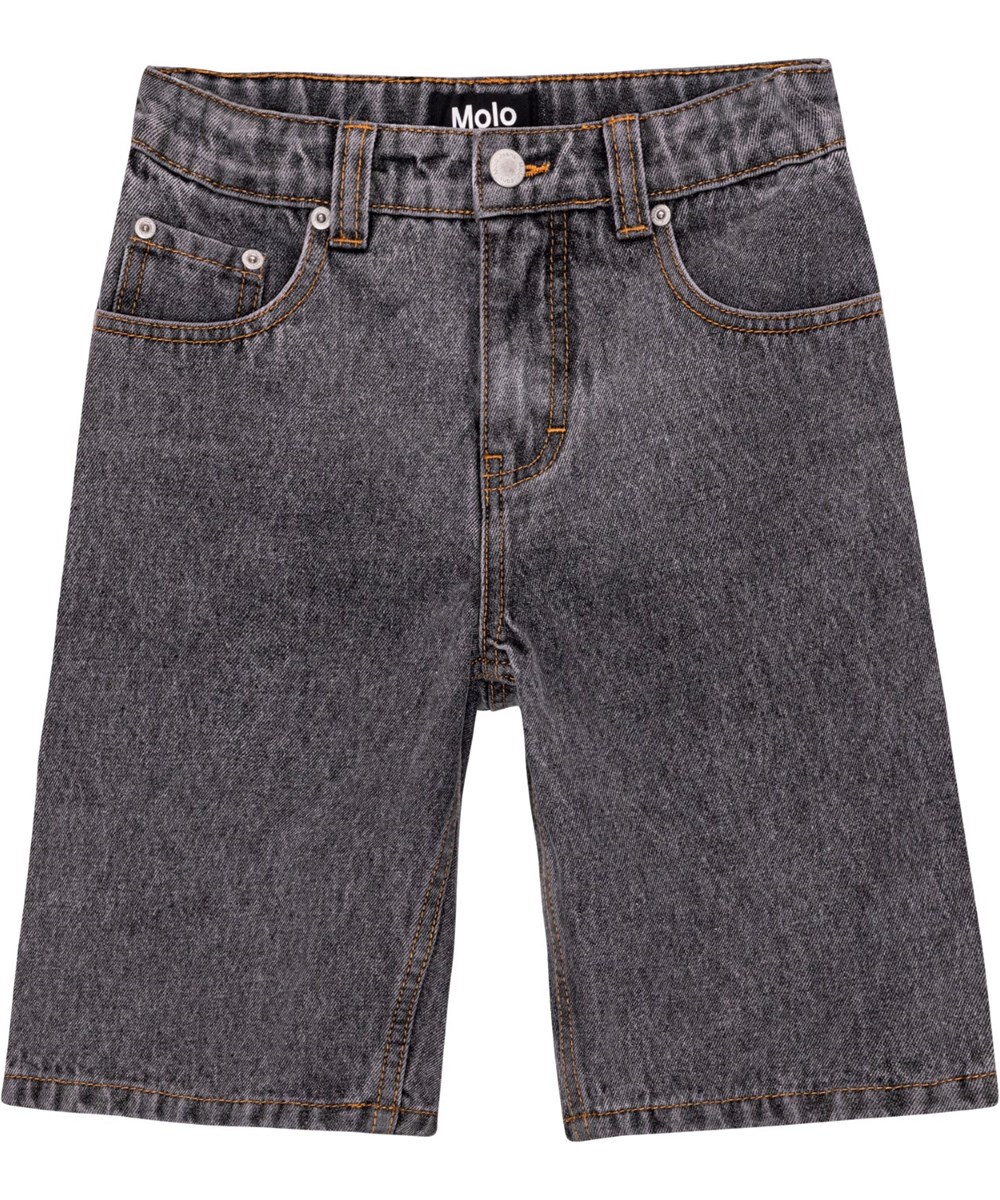 Art - Black Washed - Black, knee length denim shorts in 50% organic cotton