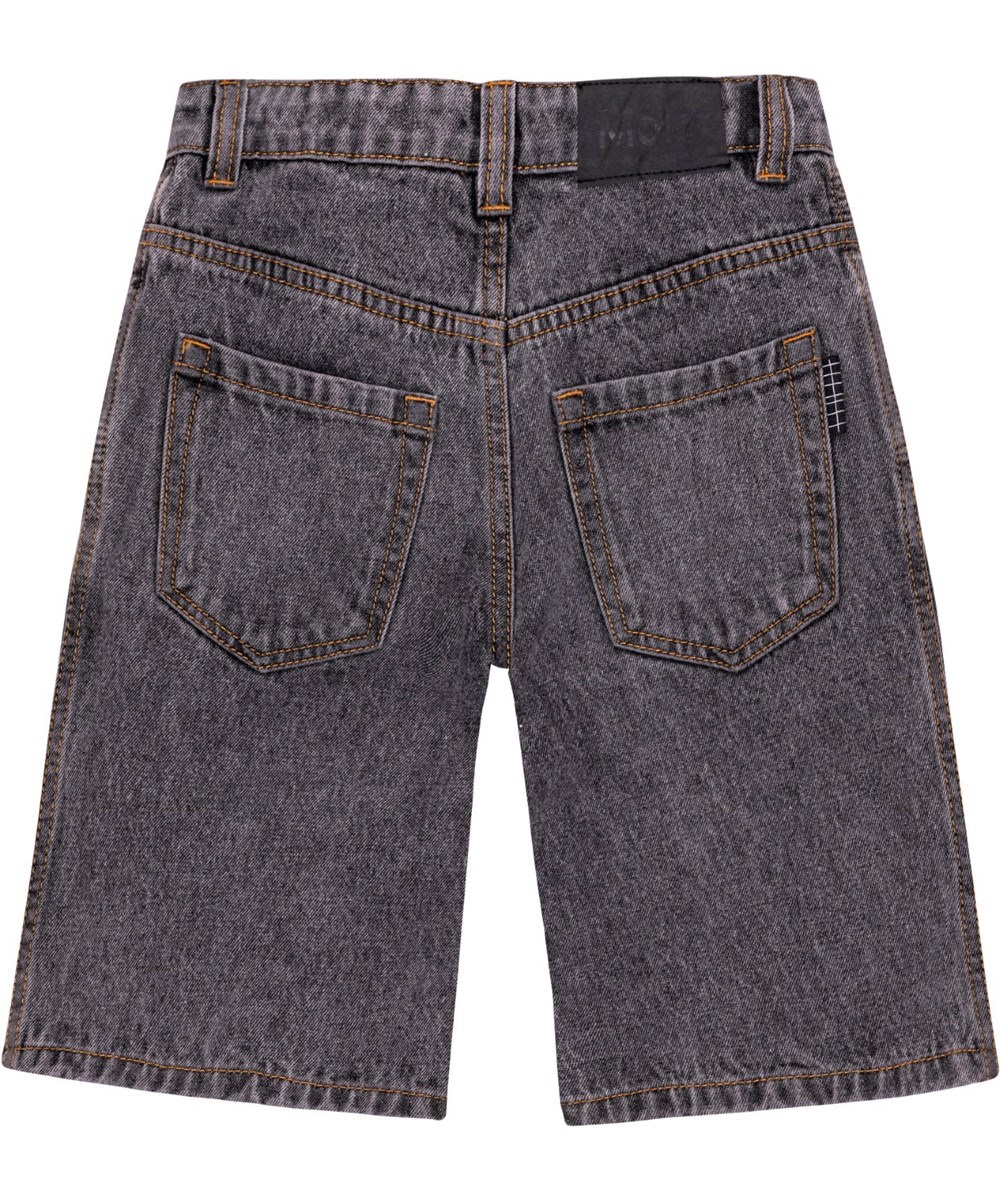 Art - Black Washed - Black, knee length denim shorts in 50% organic cotton