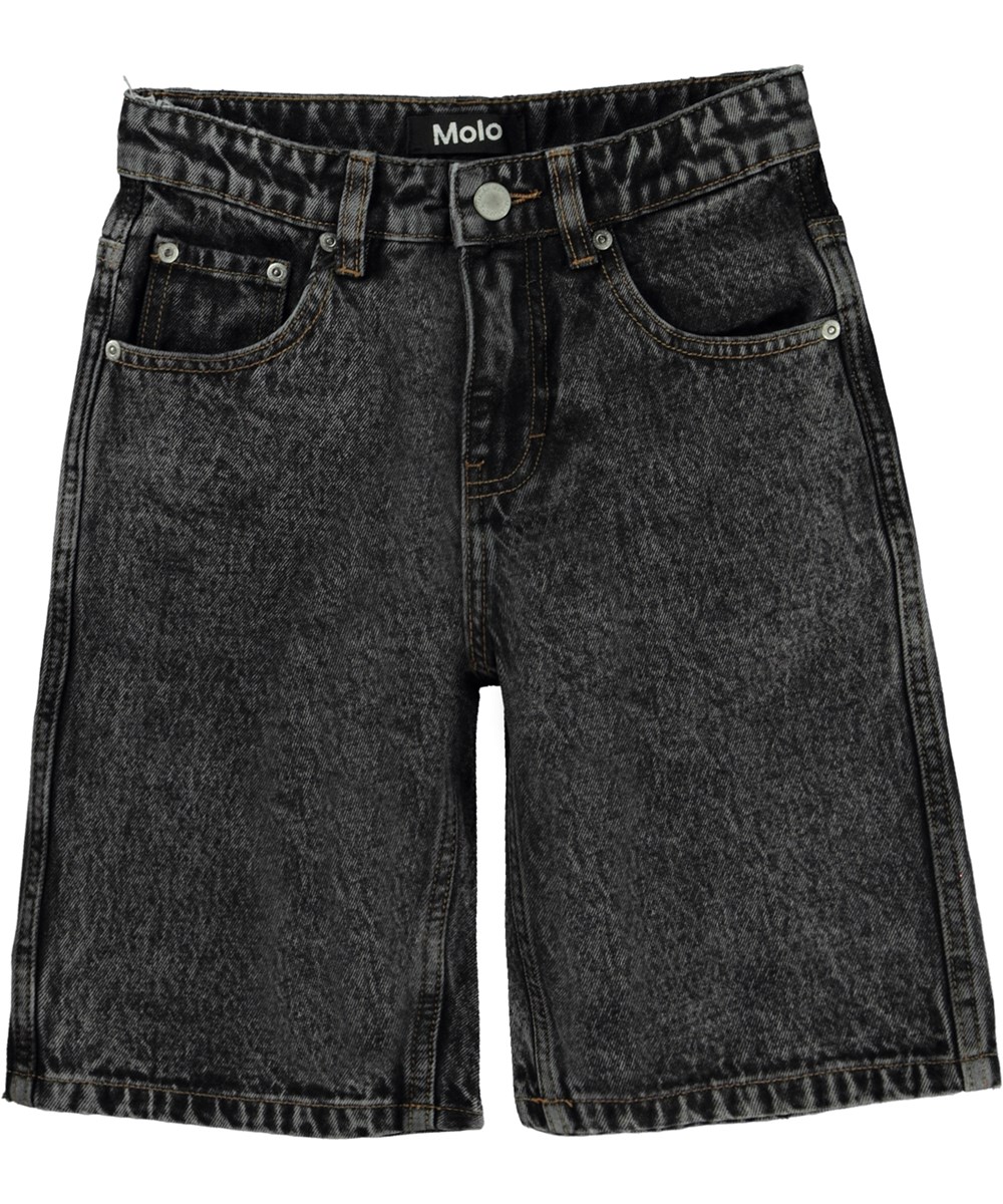 Art Faded Black Knee length denim shorts in black Molo