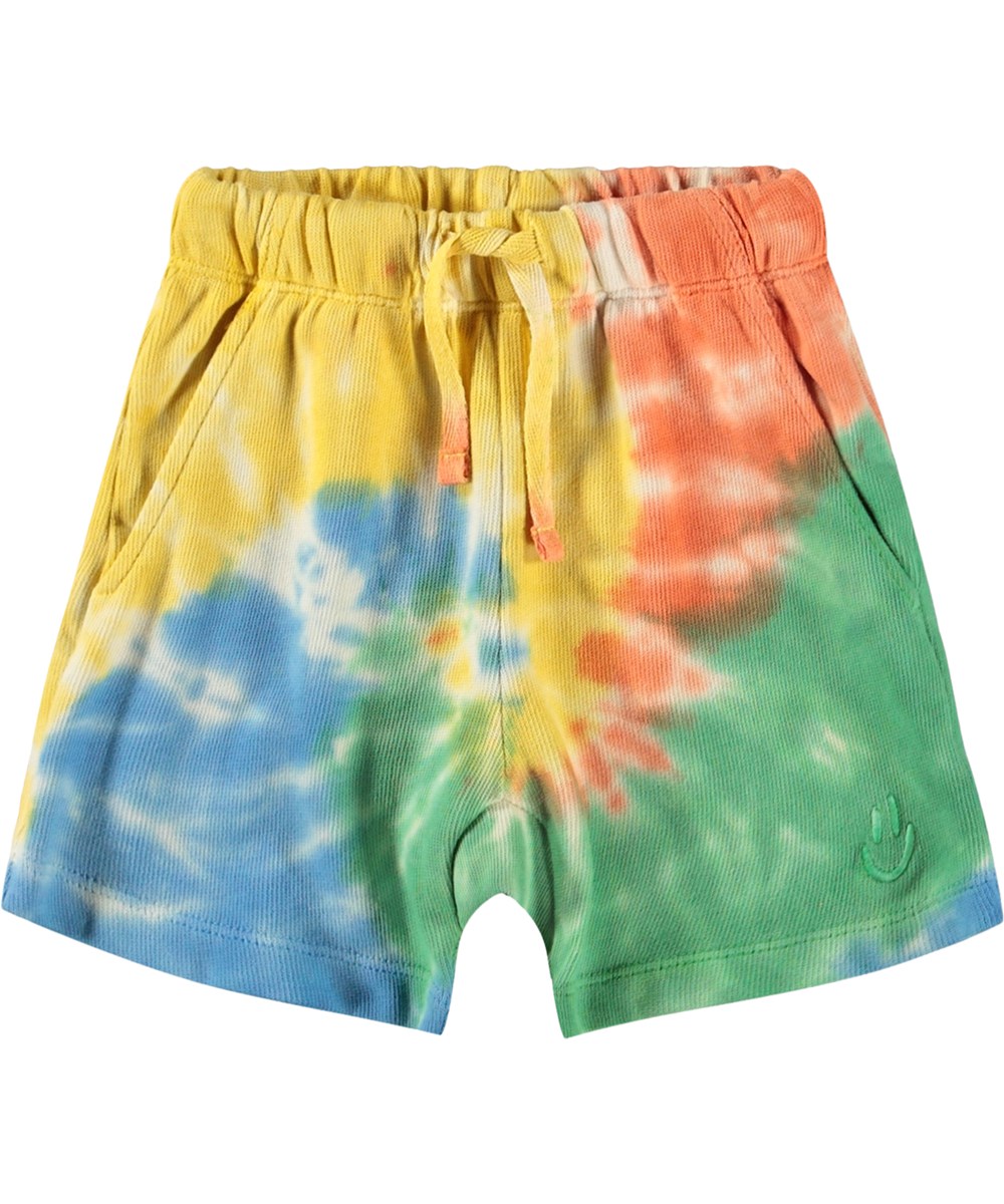 Simms - Shiny Swirl - Bløde, multifarvede babyshorts med tie-dye print i økologisk bomuld