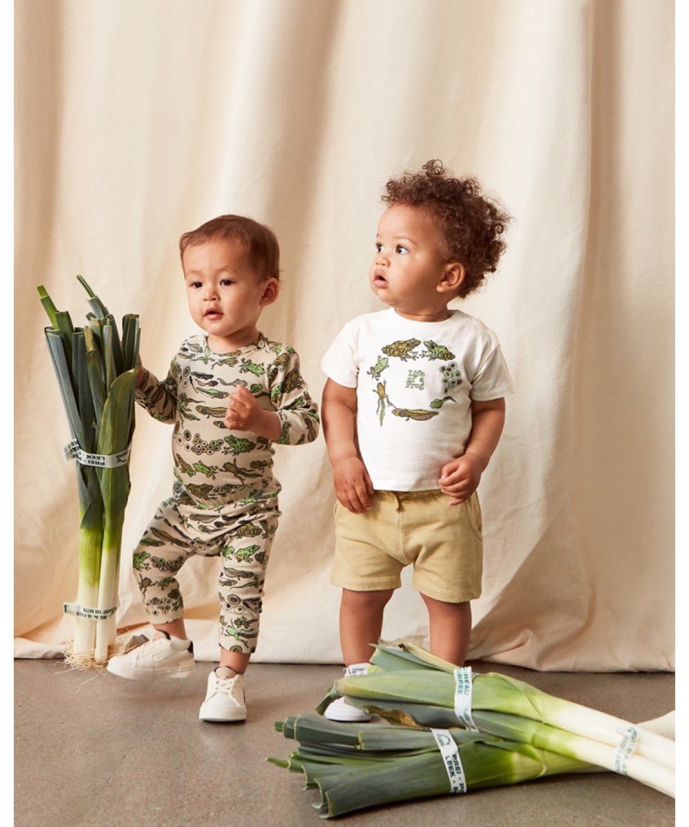 Simms - Shoots - Green baby shorts with embroidered smiley face