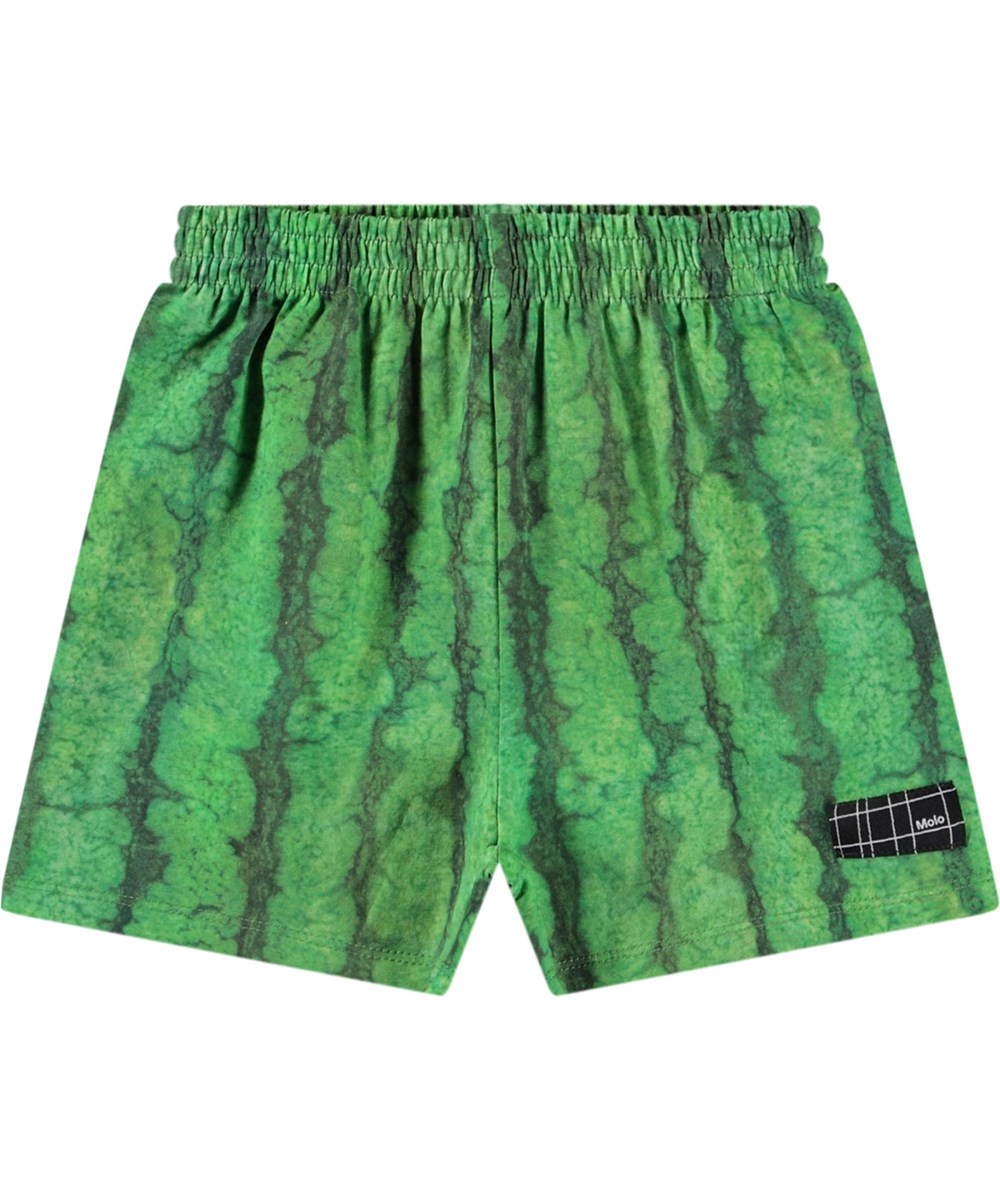 Suno - Melancia - Kurze Hosen aus Öko-Baumwolle für die Kleinen. Diese Shorts sind grün mit einem Wassermelonen-Druck.