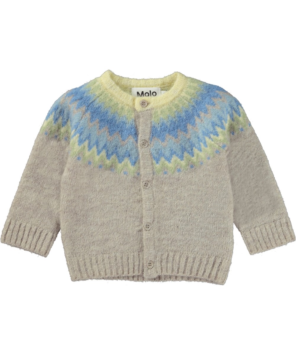 Bay - Nordic Pastels - Beige baby cardigan in knit alpaca blend