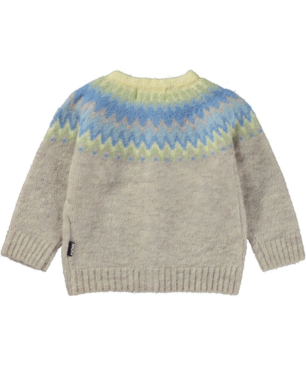Bay - Nordic Pastels - Beige baby cardigan in knit alpaca blend