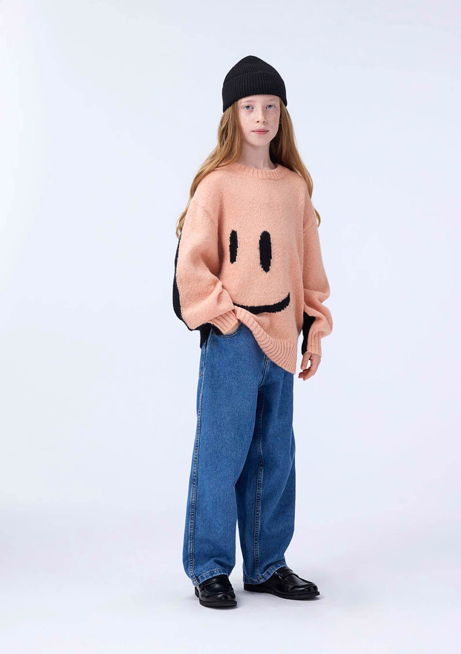 Bello - Double Smile - Rose and black knitted sweater for children