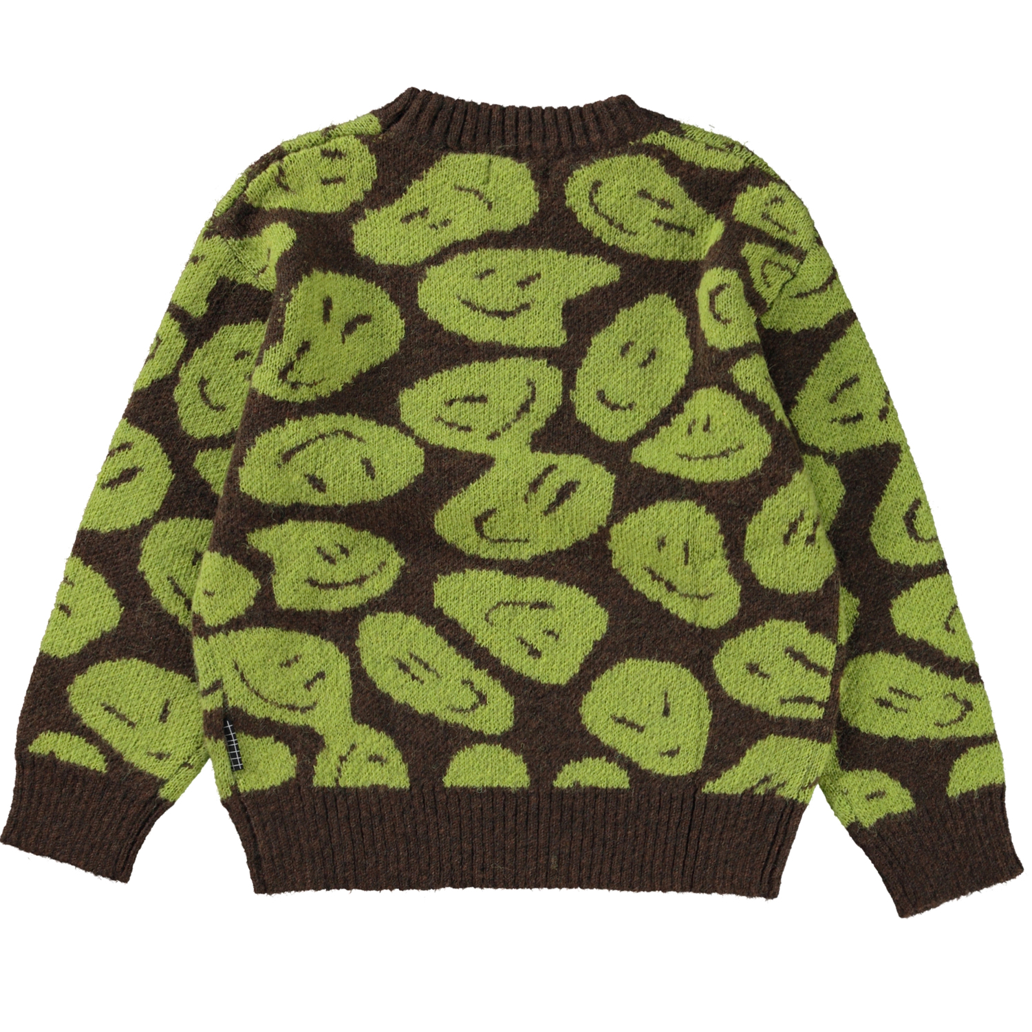 Bello - Smile On Moss - Brown knit jumper with a green pattern in