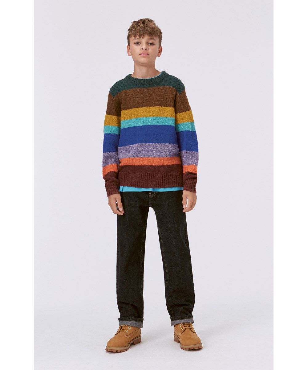 Berge - Colour Stripes - Multi-coloured striped knit jumper in alpaca wool blend