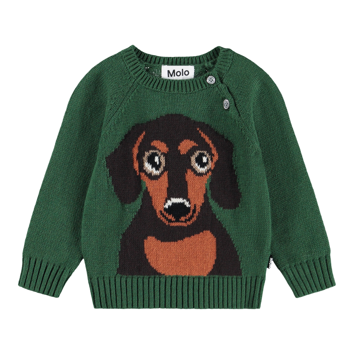 Bless - Dachs Puppy - Dark green knitted sweater for the little