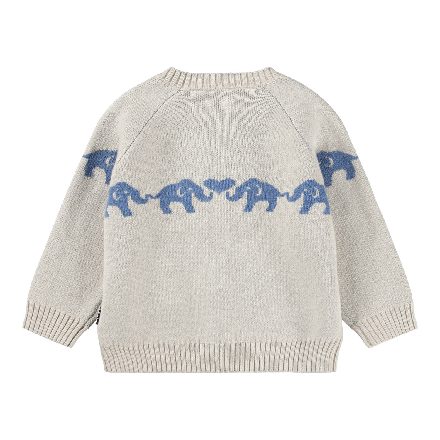 Bobi - Blue Elephants - Off- white knit cardigan for the little