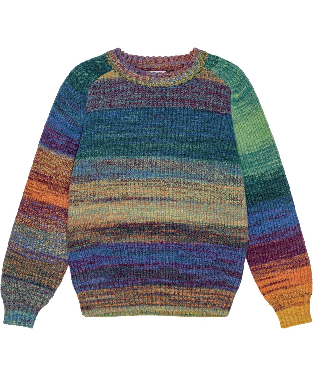 Bosse - Space Dye Col - Kleurrijke trui in normale pasvorm met geribbelde boord bij de hals, mouwen en taille.