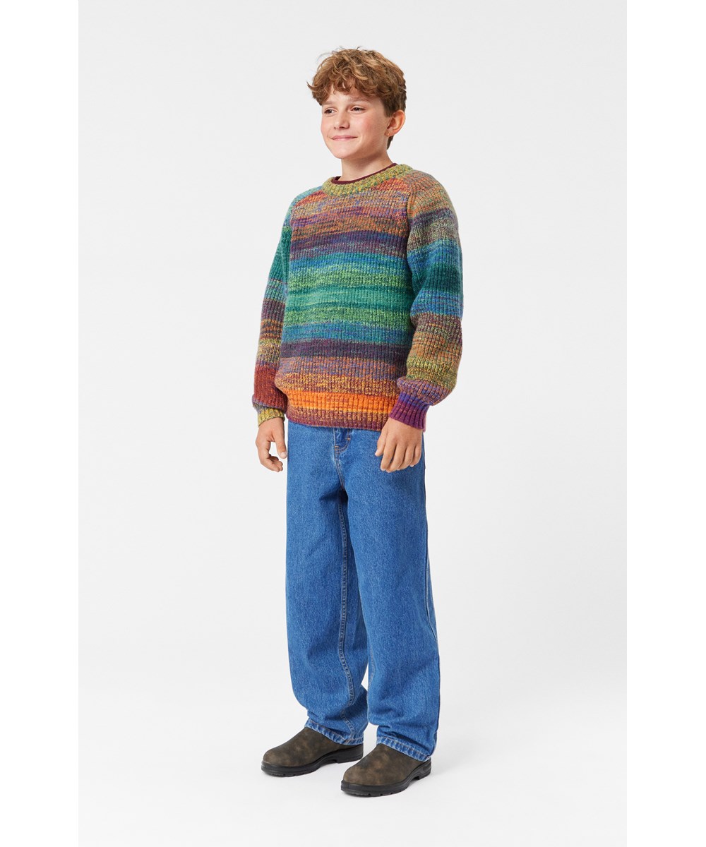 Bosse - Space Dye Col - Kleurrijke trui in normale pasvorm met geribbelde boord bij de hals, mouwen en taille.