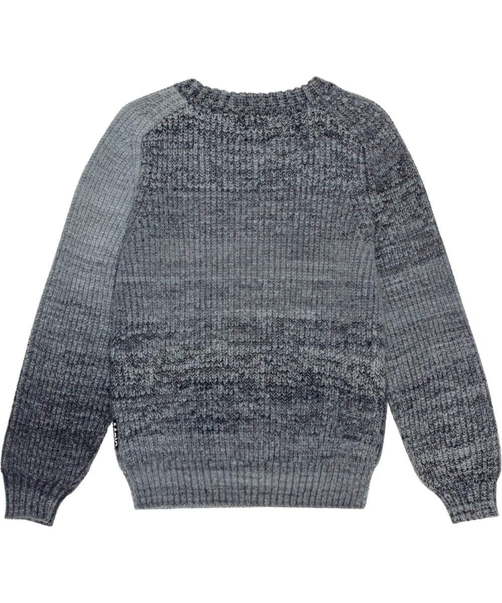 Bosse - Space Dye Grey - Grey knitted jumper with gradient effect, raglan sleeves, and ribbing.