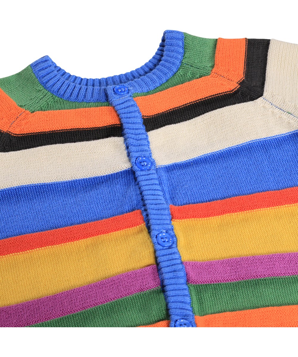 Brody - Stripy Colours - Multicoloured knitted cardigan for the little ones made of soft organic cotton with stripes