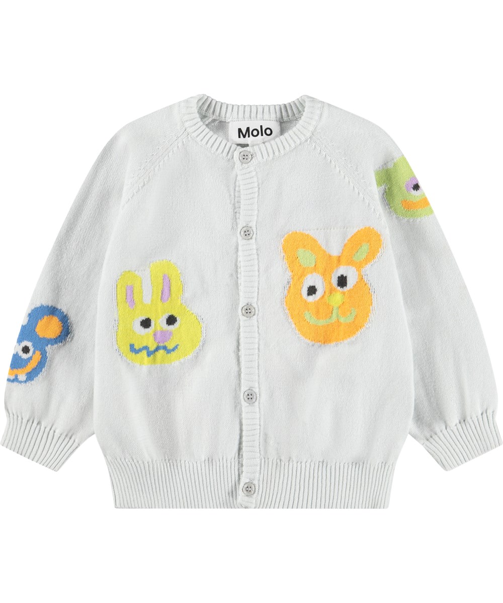 Brody - Wave Crest - Light blue knitted cardigan for the little ones made of  soft organic cotton with fun characters 