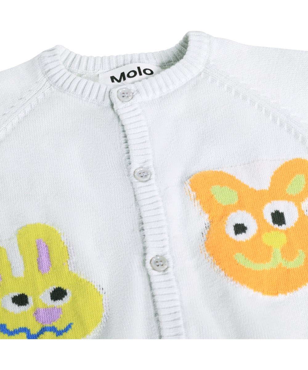 Brody - Wave Crest - Light blue knitted cardigan for the little ones made of  soft organic cotton with fun characters 