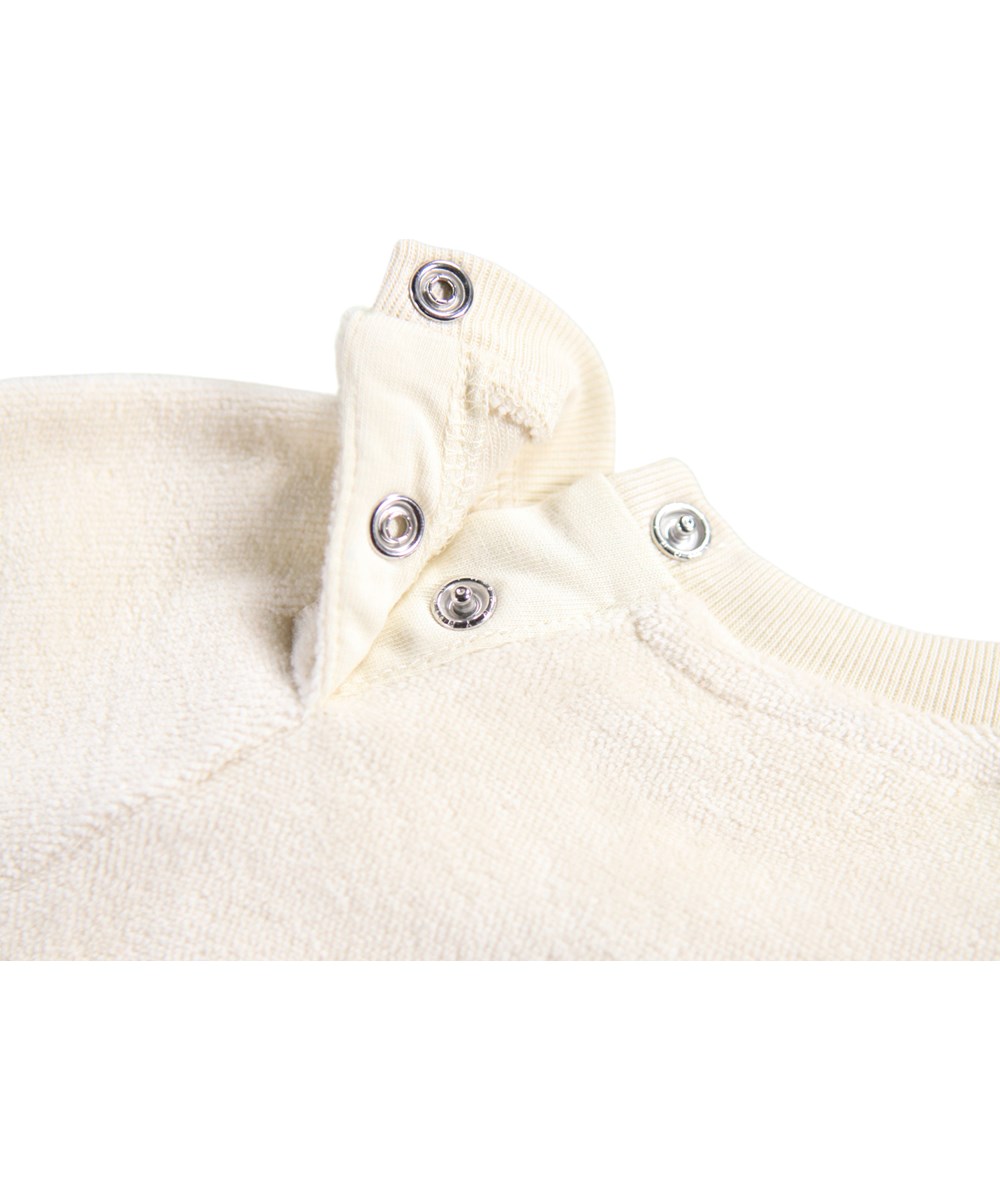 Day - White Noise - Off-white sweatshirt for the little ones made of soft organic cotton with an embroidered teddy bear face on the front.