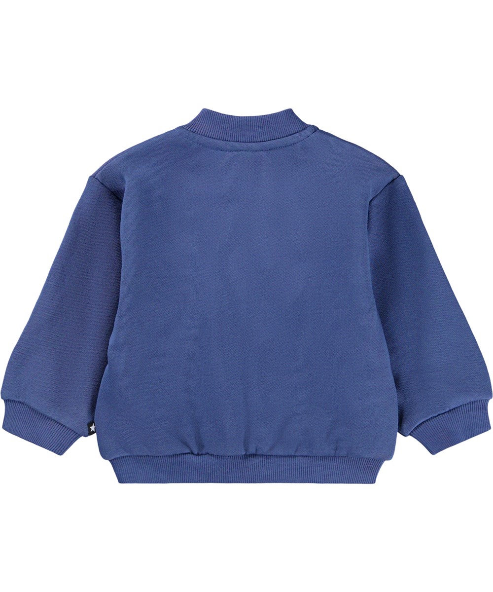 Dazzle - Evening Bear - Blue sweatshirt for the little ones made of soft organic cotton with an embroidery of a teddy bear on the chest.