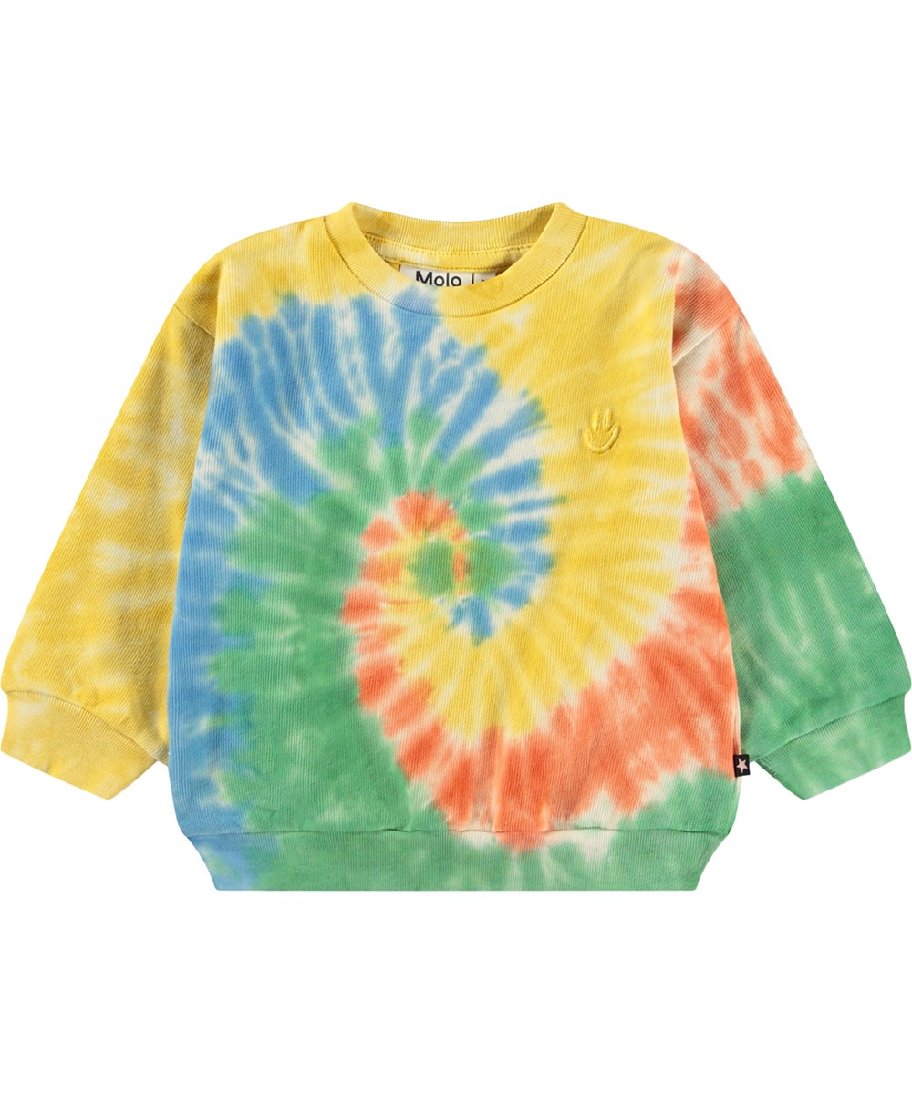 Dear - Shiny Swirl - Multicoloured tie-dye sweatshirt for the littel ones made of organic cotton