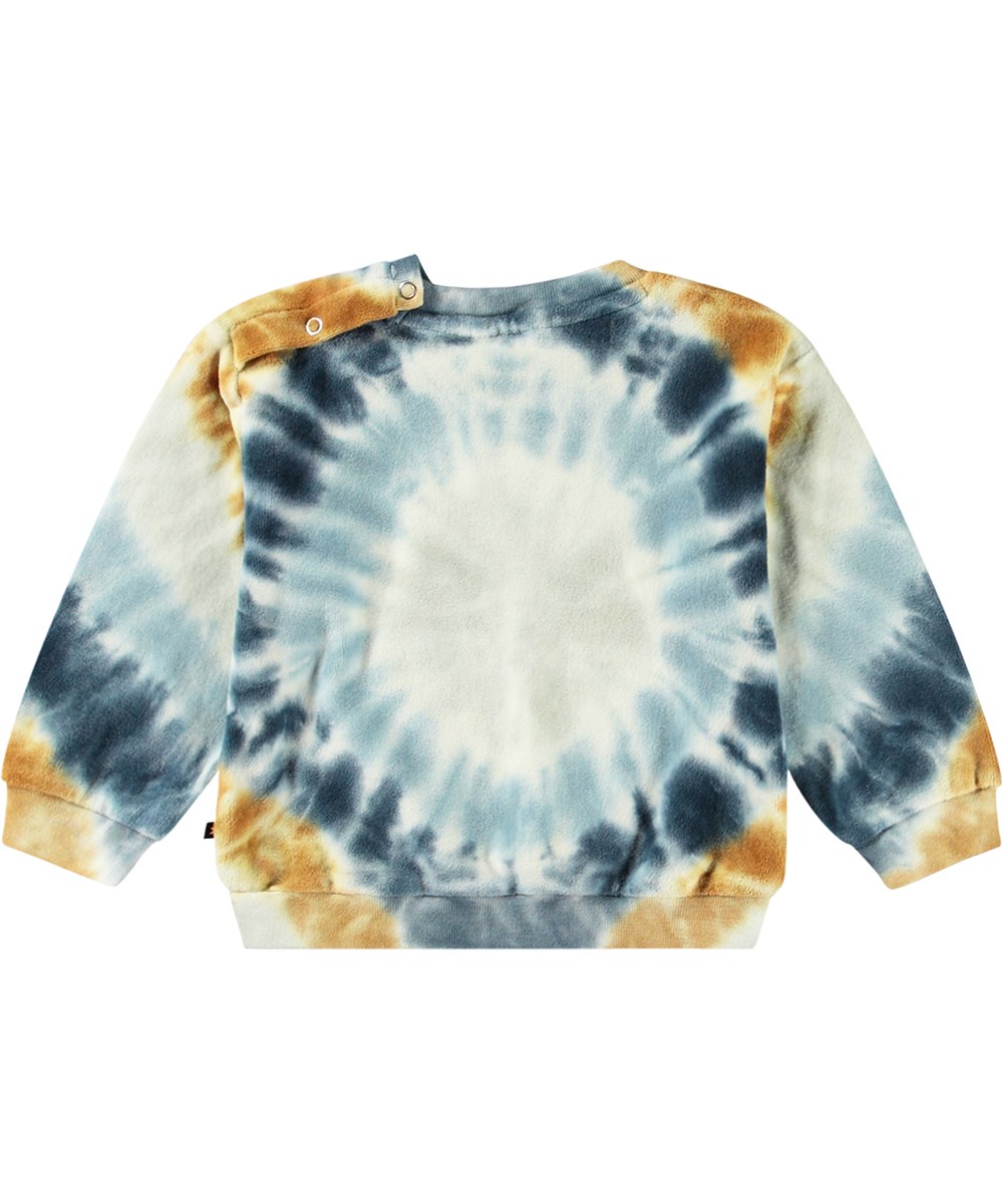Dear - Tie Dye Circle - Multicoloured tie-dye jumper in organic cotton velour for kids.