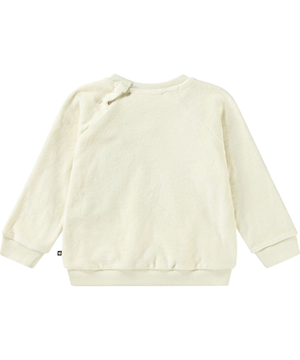 Deary - White Noise - Off-white organic cotton sweatshirt for kids with teddy bear print.