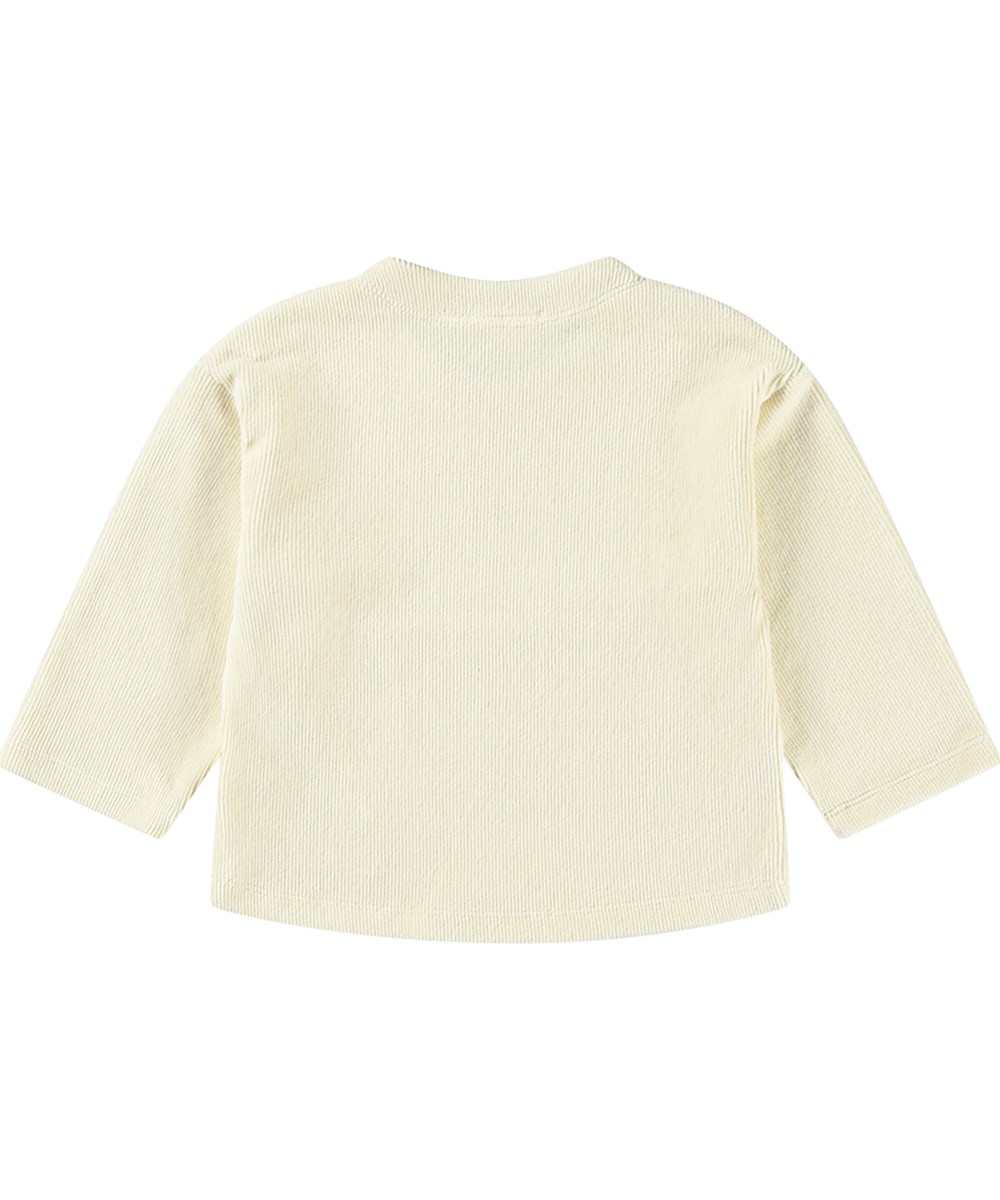 Dimi - White Noise - Soft off-white corduroy top for little ones with pouch pocket.