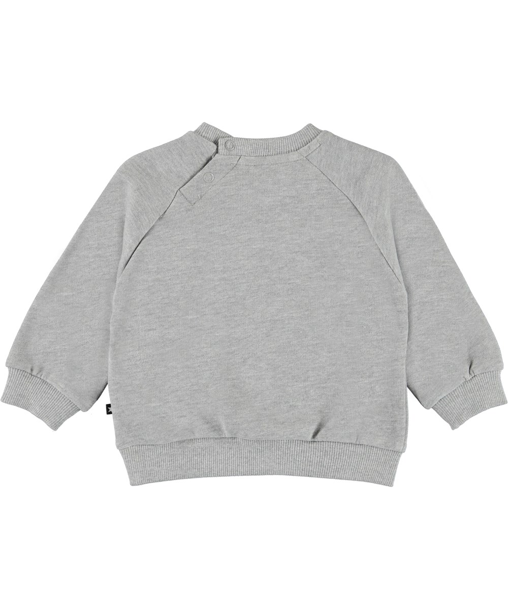 Disc - Grey Melange - Grey organic baby top with smiley face print