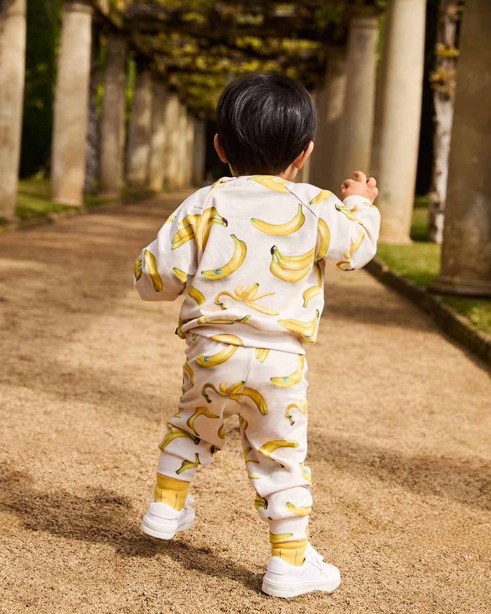 Disc - Babynanas - Organic beige baby sweatshirt with yellow banana print