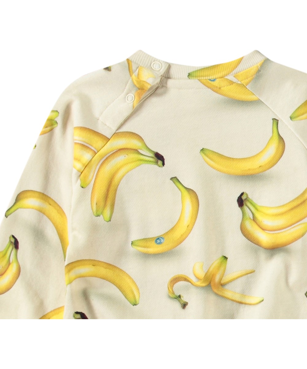 Disc - Babynanas - Organic beige baby sweatshirt with yellow banana print
