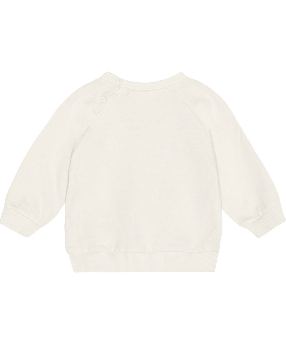 Disc - Blue Heart - Off-white jumper for small children in organic cotton jersey with a print of graffiti heart