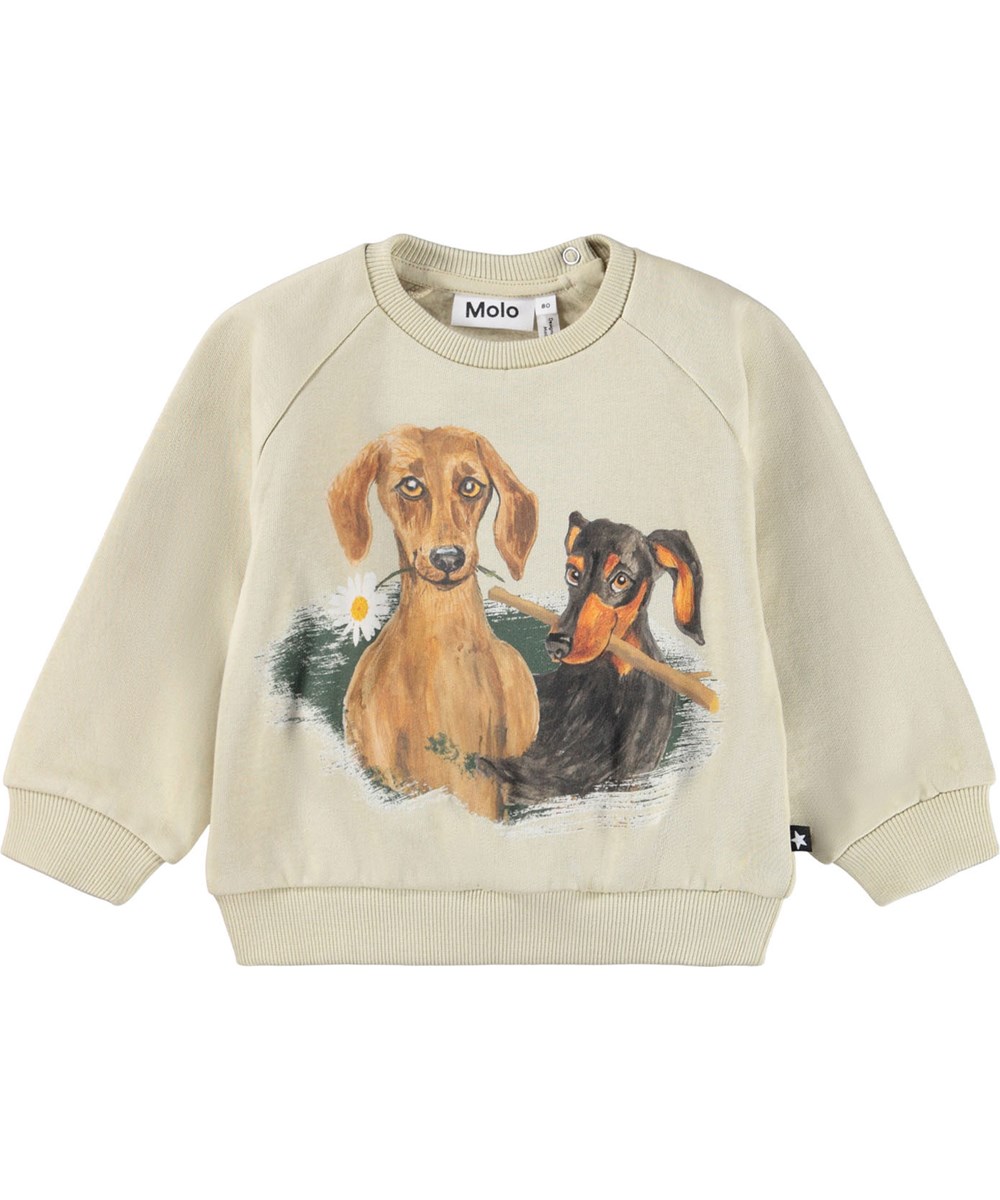Disc - Doggy Portrait - Beige sweatshirt for the little ones made of soft organic cotton with a dog print on the front.