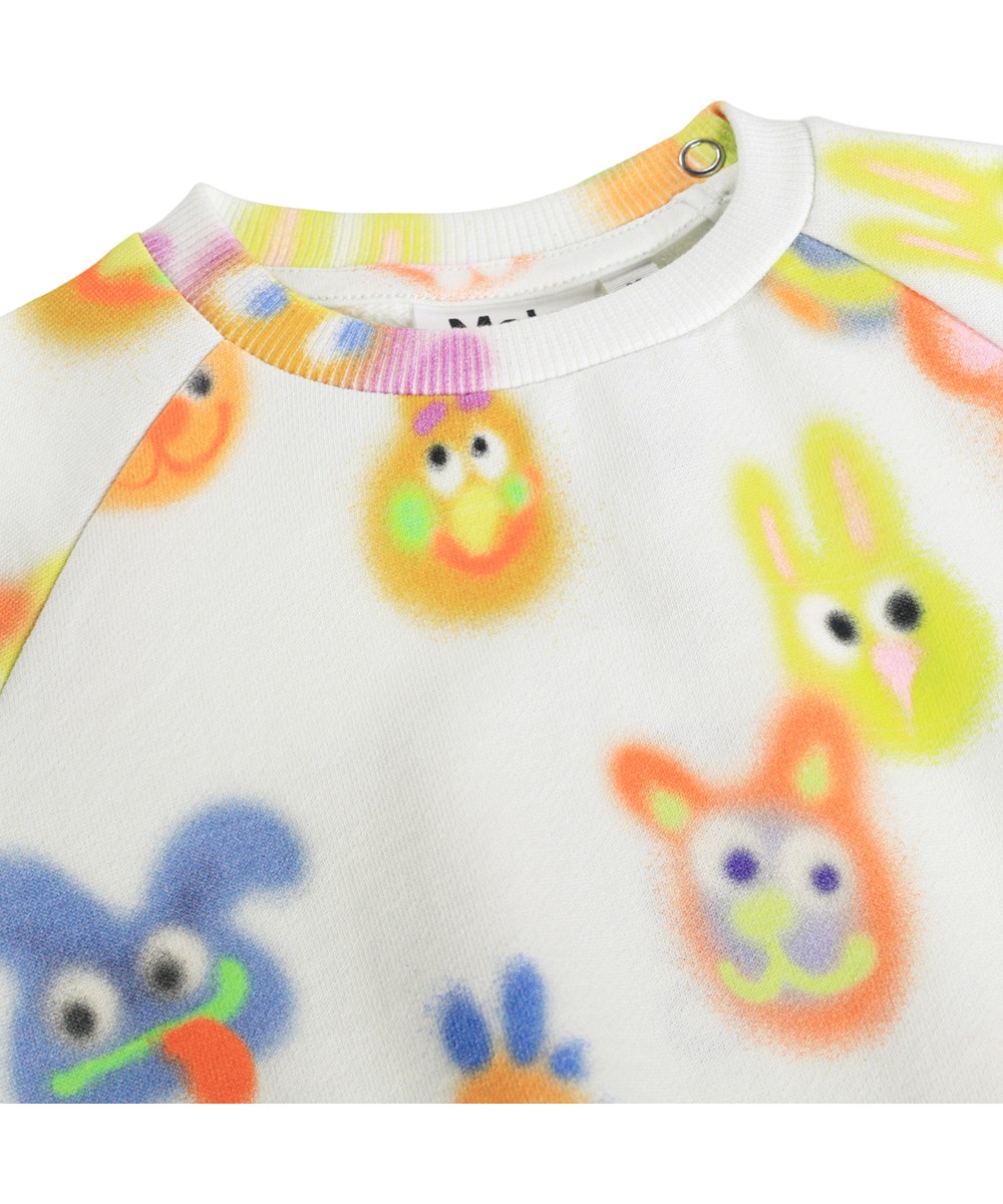 Disc - Fuzzy Together - Soft, white sweatshirt for the little ones made of organic cotton with a fun print