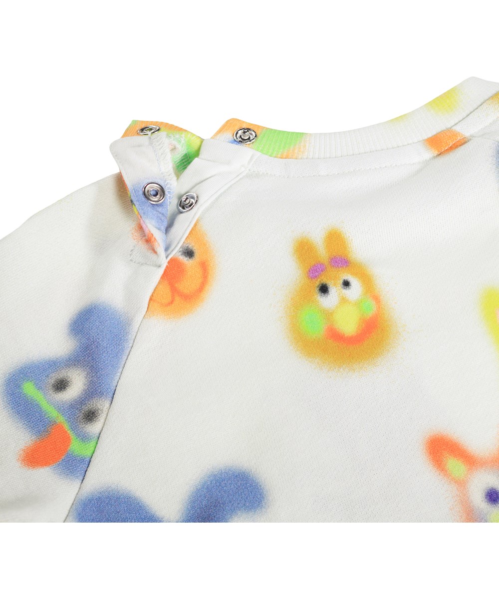 Disc - Fuzzy Together - Soft, white sweatshirt for the little ones made of organic cotton with a fun print