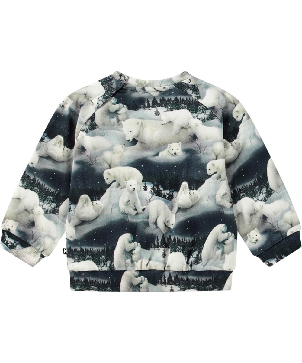 Disc - Polar Bears - Blue and white organic cotton sweatshirt with polar bear print.
