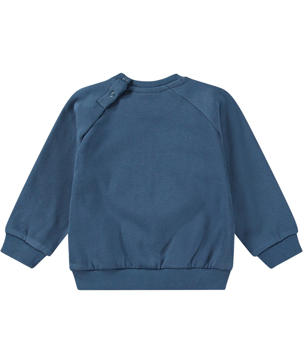 Disc - Teddy Friend - Soft and warm dark blue organic cotton sweatshirt with teddy bear embroidery.